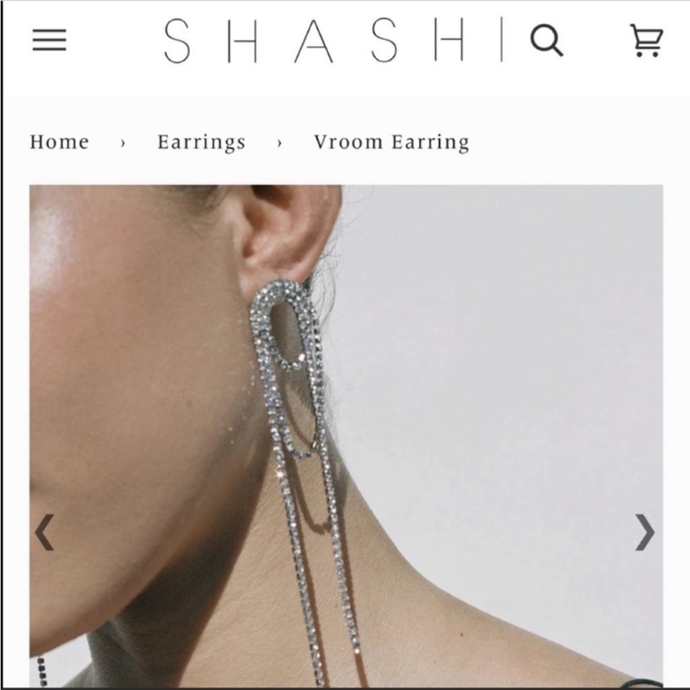 Anthropologie Shashi Vroom Long Rhinestone Prom Earrings - Picture 6 of 12